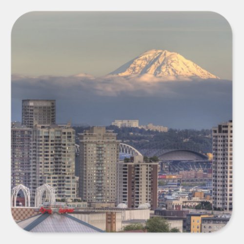 WA Seattle Mount Rainier from Kerry Park Square Sticker