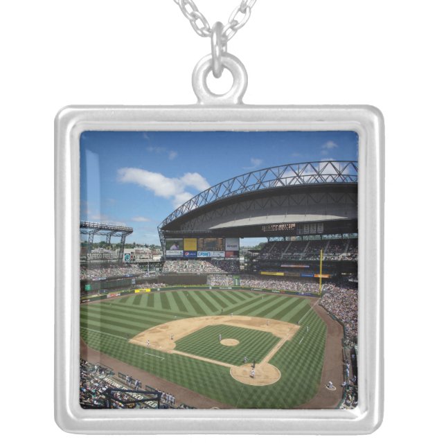 WA, Seattle, Safeco Field, Mariners baseball Silver Plated Necklace (Front)