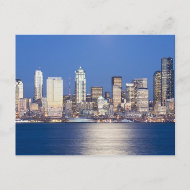 WA, Seattle, Seattle skyline and Elliott Bay, 2 Postcard (Front)