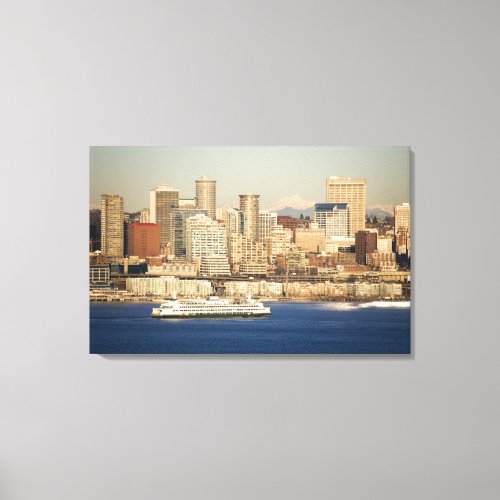 WA Seattle Seattle skyline and Elliott Bay Canvas Print