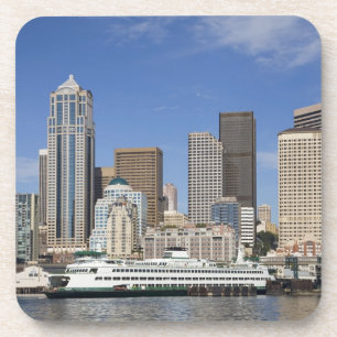 WA, Seattle, Seattle skyline with ferry boat Coaster