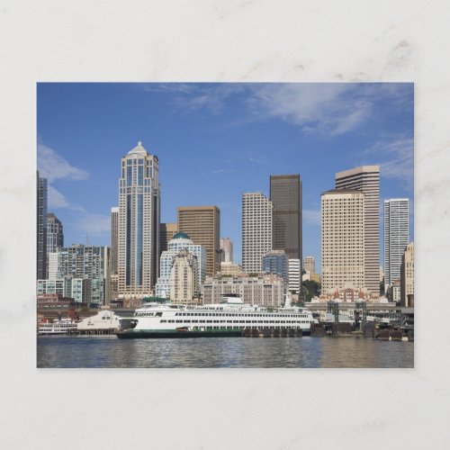WA Seattle Seattle skyline with ferry boat Postcard
