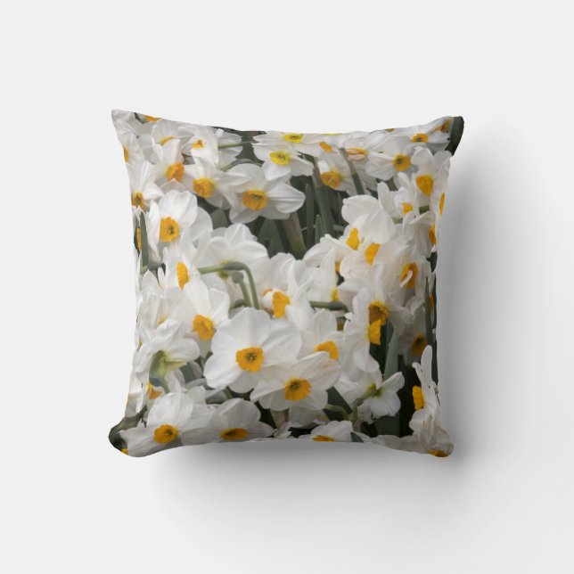 WA, Skagit Valley, Daffodil pattern Throw Pillow (Front)