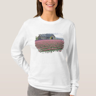 WA, Skagit Valley, Tulip Field and Barn T-Shirt