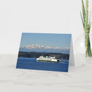 WA ST Ferry and Olympic Mountains - Frameable Art Card