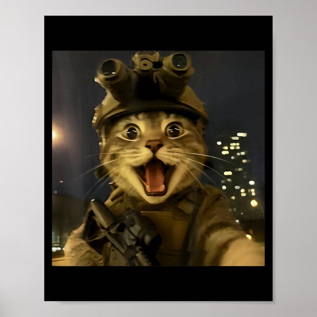 Waactical Cat Meme  Poster (Front)