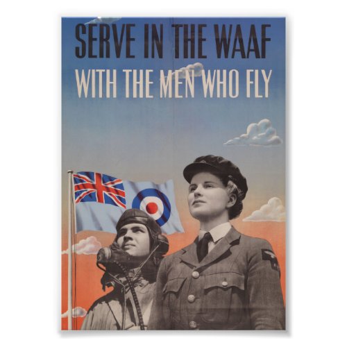WAAF in Uniform with Pilot Beside Her Photo Print