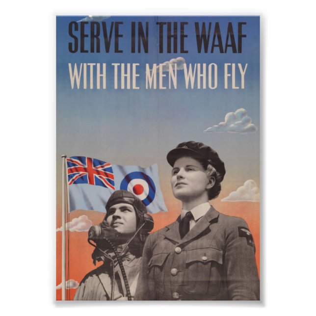 WAAF in Uniform with Pilot Beside Her Photo Print (Front)