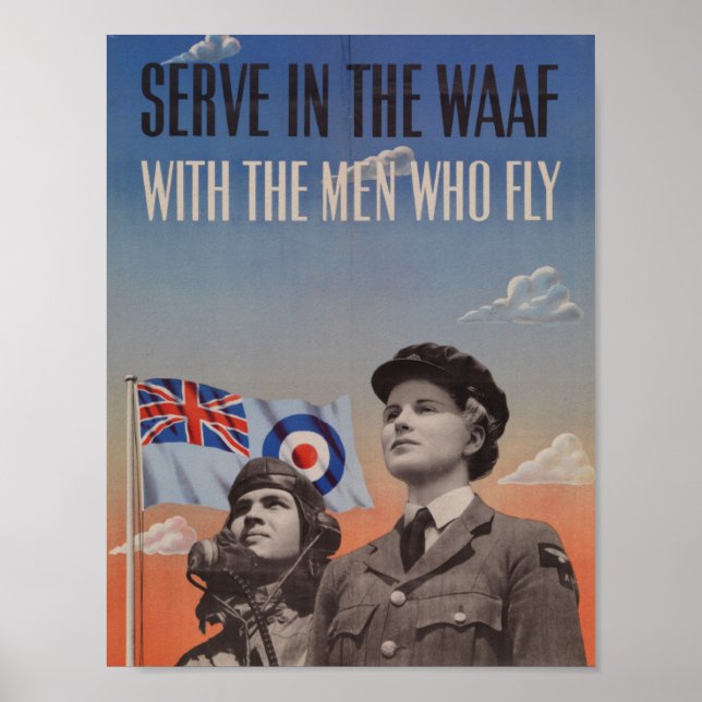 WAAF in Uniform with Pilot Beside Her Poster (Front)