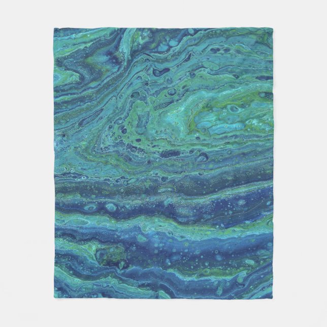 Wabash 3 Cool Blue Green Abstract Blanket (Front)