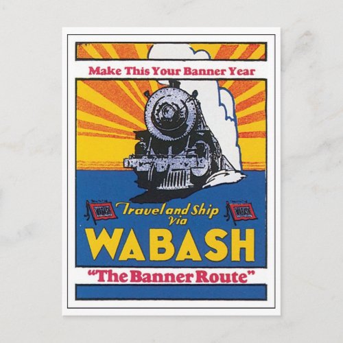 Wabash The Banner Route Railway Poster Postcard