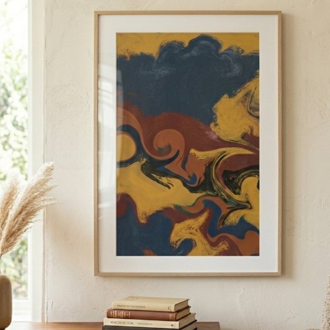 Wabi Sabi Abstract Large Wall Art (An organic wabi-sabi swirl poster for a new homeowner celebrating a cozy housewarming milestone.)