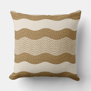 Wabi Sabi Abstract River, Caramel, Cream Throw Pillow
