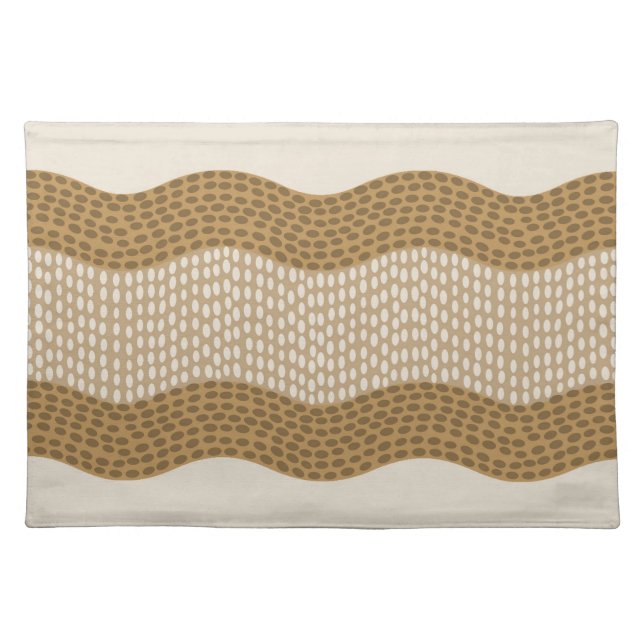 Wabi Sabi Abstract River, Caramel, Ivory Cloth Placemat (Front)