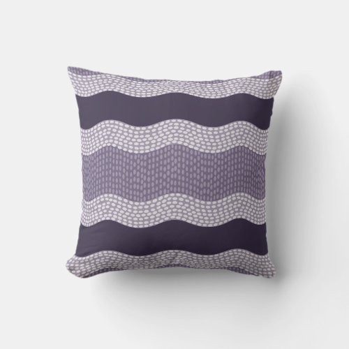 Wabi Sabi Abstract Wavy River Eggplant Lilac Throw Pillow