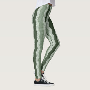 Wabi Sabi Abstract Wavy River, Forest Green, Sage Leggings