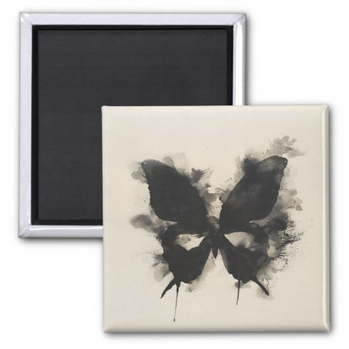 Wabi Sabi Black Butterfly Abstract Inkblot Art  Magnet