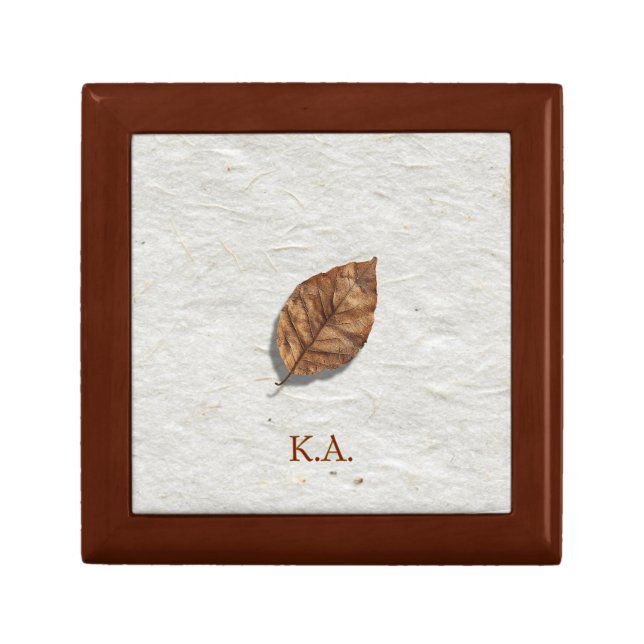 Wabi-Sabi Brown Leaf Monogram Gift Box (Front)