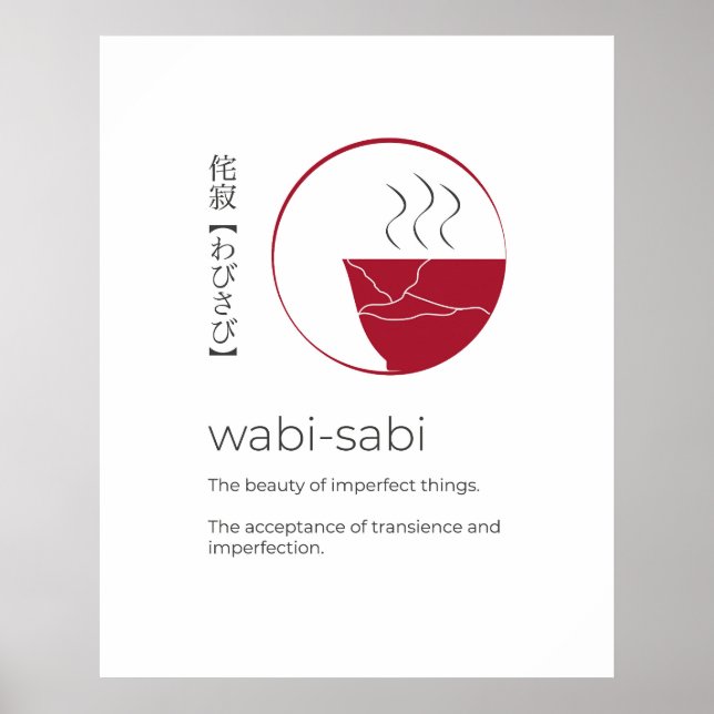 Wabi-Sabi Japanese Motivational Saying Word Art Poster (Front)