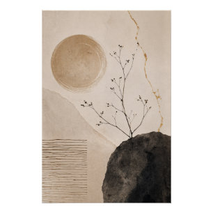 Wabi Sabi Nature Poster – Neutral Zen Botanical