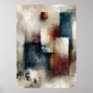 Wabi-Sabi Pine Echo Modern Japanese Abstract Wall  Poster