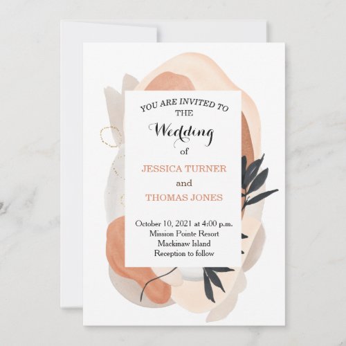 Wabi Sabi Watercolor Wedding Invitation 