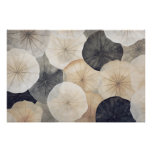 Wabisabi Aesthetic Abstract Lotus Leaves Poster