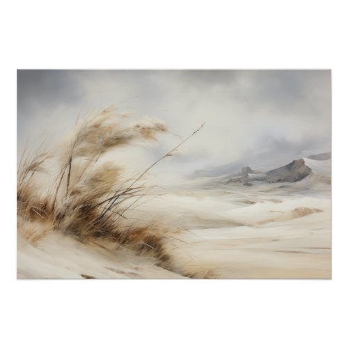 Wabisabi Aesthetic Windswept Beach Landscape Poster