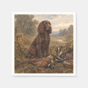 Wachtelhund Hunting Art , German Spaniel Napkins