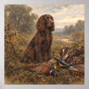 Wachtelhund Hunting Art , German Spaniel Poster