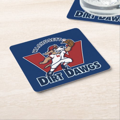 Wachusett Dirt Dawgs Collegiate Baseball Team Logo Square Paper Coaster
