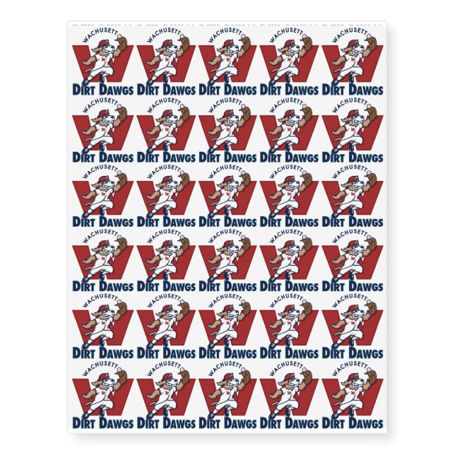 Wachusett Dirt Dawgs Collegiate Baseball Team Logo Temporary Tattoos (Front)