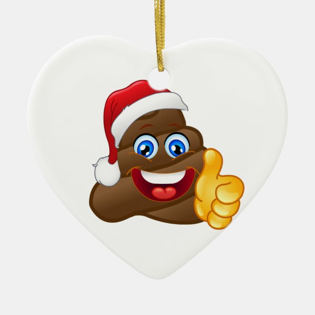 Wacky Brilliant Santa Poop Emoji Ceramic Ornament (Front)