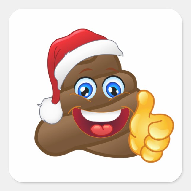 Wacky Brilliant Santa Poop Emoji Square Sticker (Front)