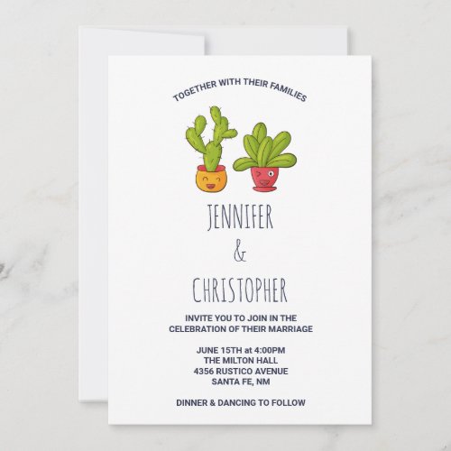 Wacky Cactus Couple Funny Wedding Invitation