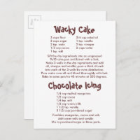 Wacky Cake and Chocolate Icing Recipes