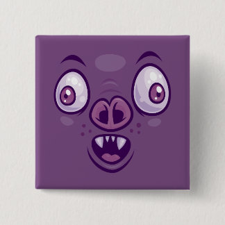 Wacky Cartoon Vampire Bat Face Button