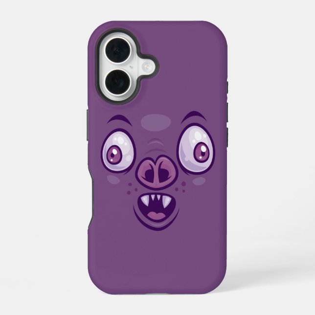Wacky Cartoon Vampire Bat Face Iphone Case (Back)