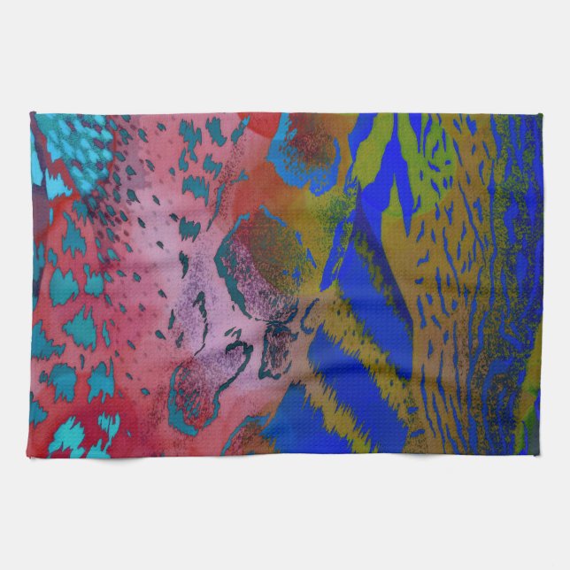Wacky Colorful Animal Leopard Print Kitchen Towel (Horizontal)