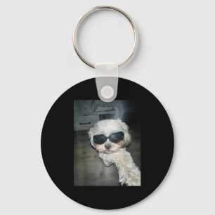 Wacky Dog Selfie With Sungles Vintage Meme Dog Keychain