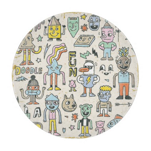 Wacky Doodles Vintage Character Set Cutting Board