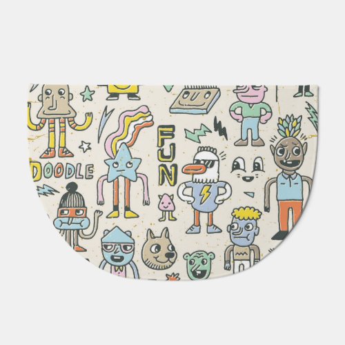 Wacky Doodles Vintage Character Set Doormat