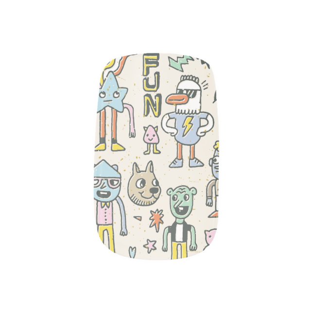 Wacky Doodles: Vintage Character Set Minx Nail Art (Left Thumb)