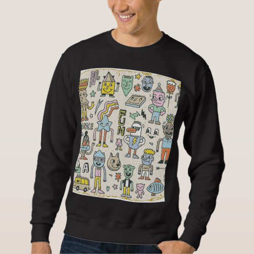 Wacky Doodles Vintage Character Set Sweatshirt