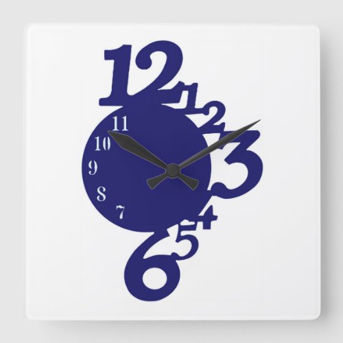 WacKy Fun Unique Royal Navy Blue Square Wall Clock