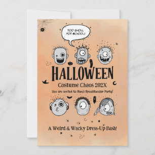 Wacky Halloween Monster Costume Chaos Party Invitation