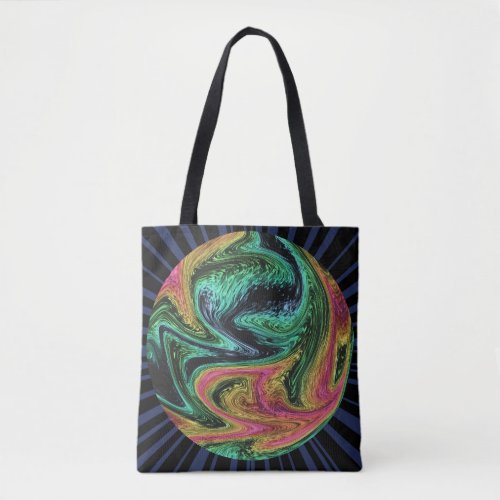 Wacky Neon Marble Graphic Tote Bag