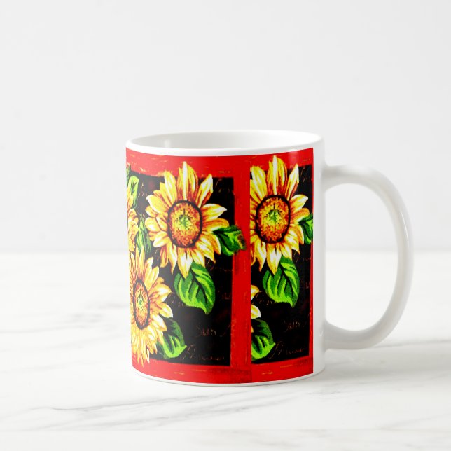 Wacky Over-lapping Sunflowers Coffee Mug (Right)