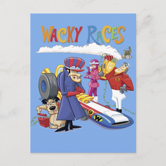 Wacky Races 60s 70s 90s 80s Cartoon Scifi Retro Postcard (Front)