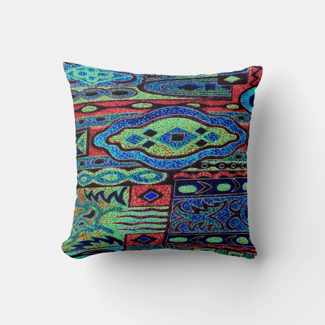 Wacky Retro Print Throw Pillow (Front)